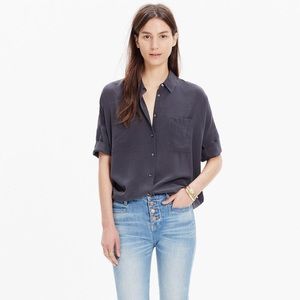 Madewell Black Silk Courier Shirt Size L